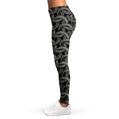 Metal Chainmail Pattern Print Women's Leggings
