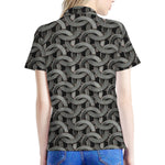 Metal Chainmail Pattern Print Women's Polo Shirt