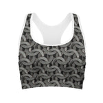 Metal Chainmail Pattern Print Women's Sports Bra