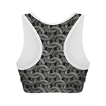 Metal Chainmail Pattern Print Women's Sports Bra