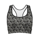 Metal Chainmail Pattern Print Women's Sports Bra
