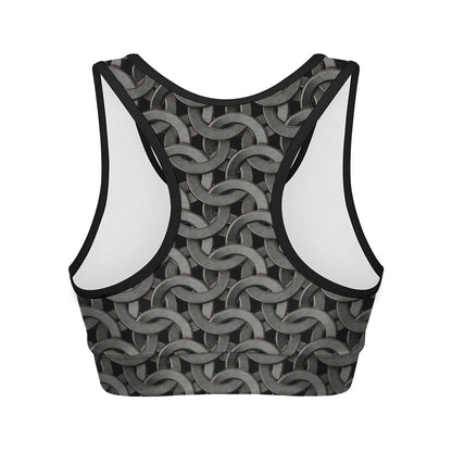 Metal Chainmail Pattern Print Women's Sports Bra