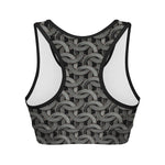 Metal Chainmail Pattern Print Women's Sports Bra