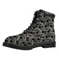 Metal Chainmail Pattern Print Padded Collar Lace Up Boots