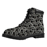 Metal Chainmail Pattern Print Work Boots