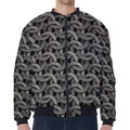Metal Chainmail Pattern Print Zip Sleeve Bomber Jacket