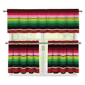 Mexican Serape Blanket Pattern Print 3 Piece Kitchen Curtains
