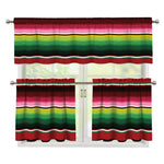 Mexican Serape Blanket Pattern Print 3 Piece Kitchen Curtains