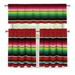 Mexican Serape Blanket Pattern Print 3 Piece Kitchen Curtains