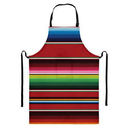 Mexican Serape Blanket Pattern Print Bib Apron With Pocket