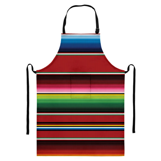 Mexican Serape Blanket Pattern Print Bib Apron With Pocket