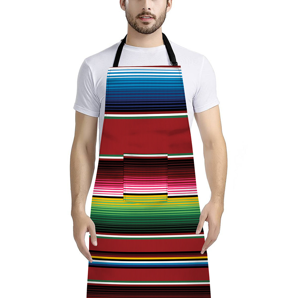 Mexican Serape Blanket Pattern Print Bib Apron With Pocket