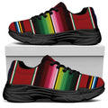 Mexican Serape Blanket Pattern Print Black Chunky Shoes