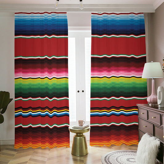 Mexican Serape Blanket Pattern Print Blackout Pencil Pleat Curtains