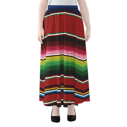 Mexican Serape Blanket Pattern Print Chiffon Maxi Skirt