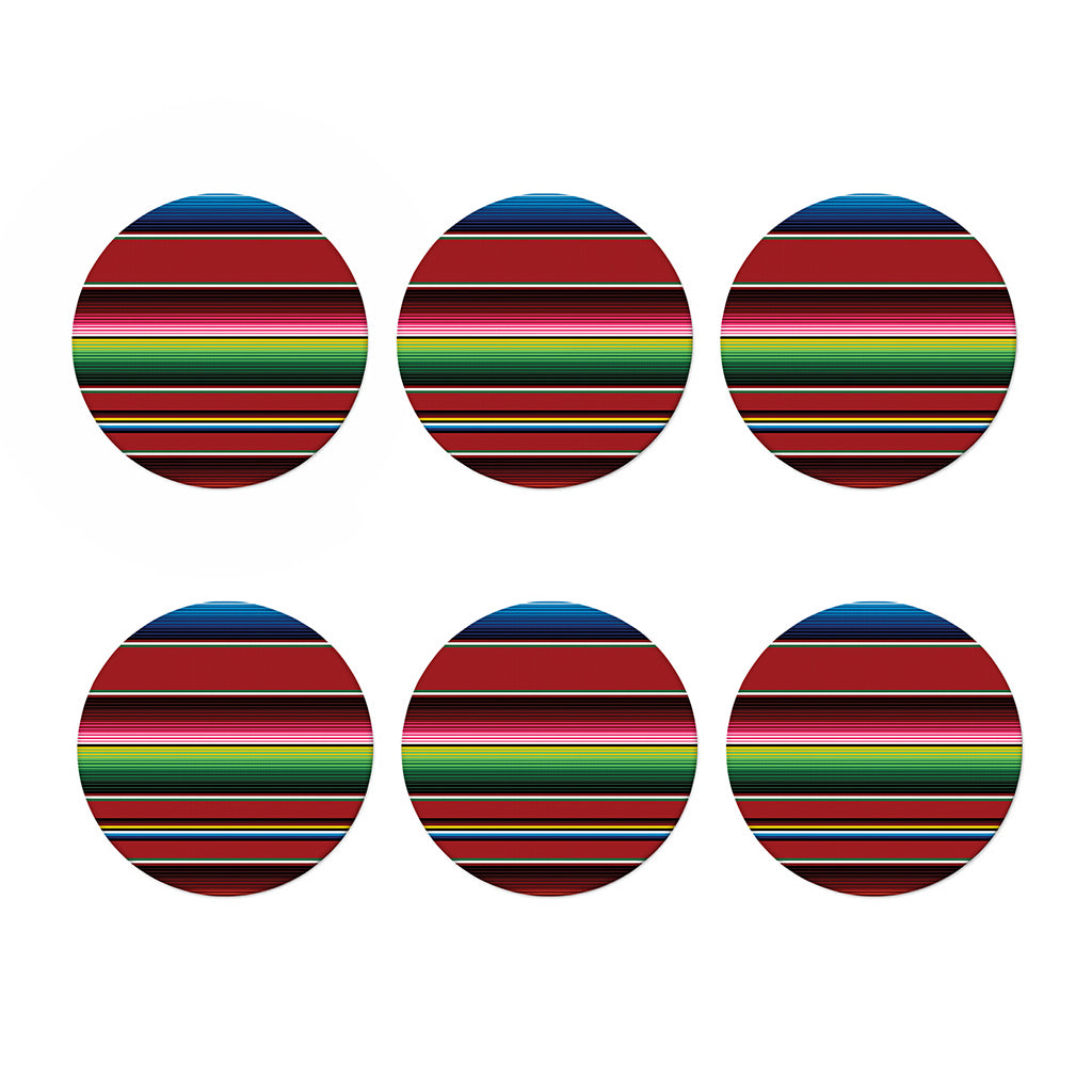 Mexican Serape Blanket Pattern Print Coaster Set