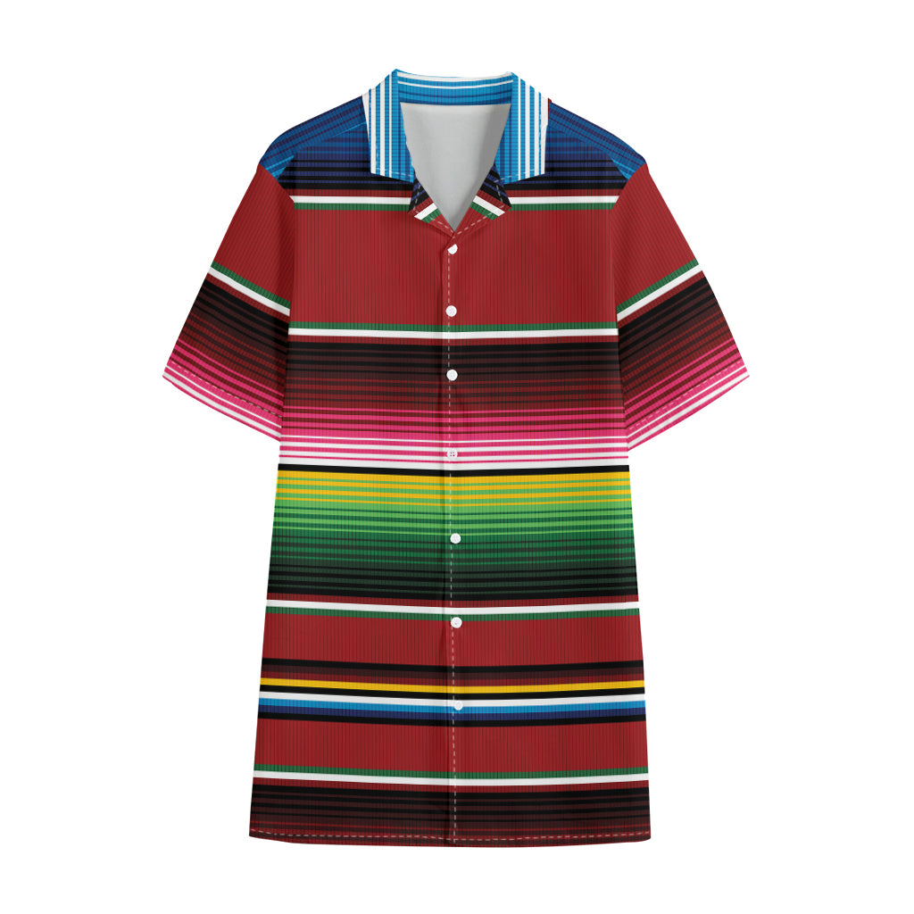 Mexican Serape Blanket Pattern Print Cotton Hawaiian Shirt
