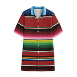 Mexican Serape Blanket Pattern Print Cotton Hawaiian Shirt