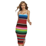 Mexican Serape Blanket Pattern Print Cross Back Cami Dress