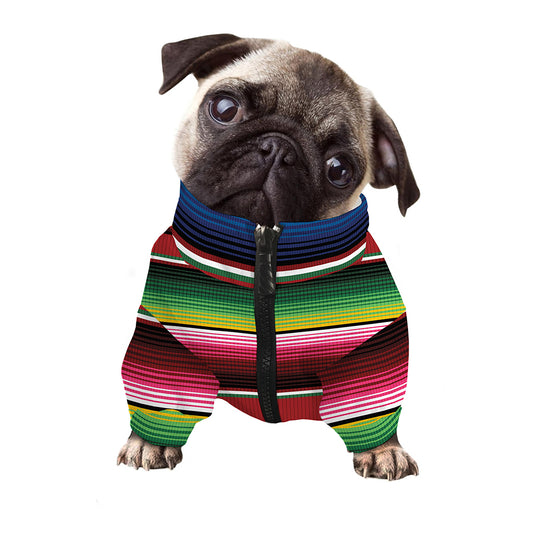 Mexican Serape Blanket Pattern Print Dog Zip Up Jacket
