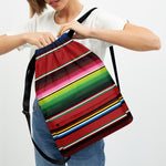 Mexican Serape Blanket Pattern Print Drawstring Backpack