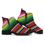 Mexican Serape Blanket Pattern Print Flat Ankle Boots