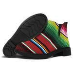 Mexican Serape Blanket Pattern Print Flat Ankle Boots