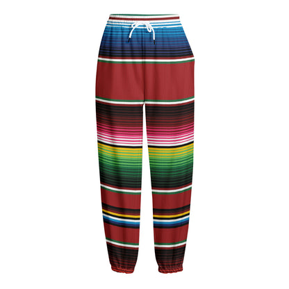 Mexican Serape Blanket Pattern Print Fleece Lined Knit Pants
