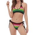 Mexican Serape Blanket Pattern Print Halter Scoop Tie Side Bikini