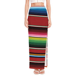 Mexican Serape Blanket Pattern Print High Slit Maxi Skirt