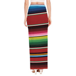 Mexican Serape Blanket Pattern Print High Slit Maxi Skirt