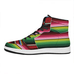 Mexican Serape Blanket Pattern Print High Top Leather Sneakers