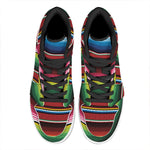 Mexican Serape Blanket Pattern Print High Top Leather Sneakers