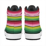 Mexican Serape Blanket Pattern Print High Top Leather Sneakers