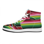 Mexican Serape Blanket Pattern Print High Top Leather Sneakers