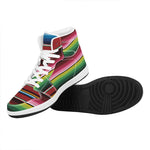 Mexican Serape Blanket Pattern Print High Top Leather Sneakers