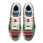 Mexican Serape Blanket Pattern Print High Top Leather Sneakers