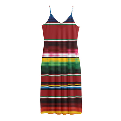 Mexican Serape Blanket Pattern Print Jersey Midi Cami Dress