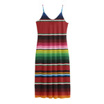 Mexican Serape Blanket Pattern Print Jersey Midi Cami Dress