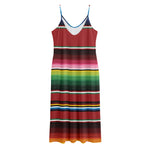 Mexican Serape Blanket Pattern Print Jersey Midi Cami Dress