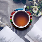 Mexican Serape Blanket Pattern Print Leather Coaster Set