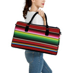 Mexican Serape Blanket Pattern Print Leather Duffle Bag