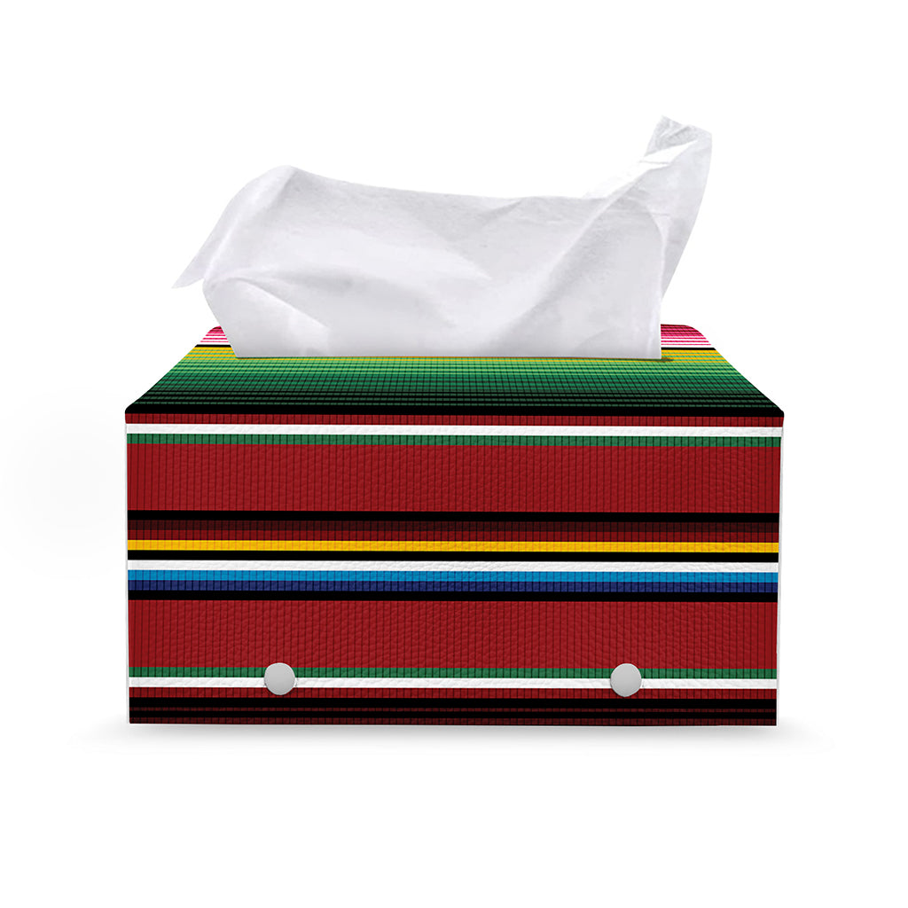 Mexican Serape Blanket Pattern Print Leather Tissue Box Cover