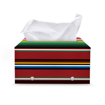 Mexican Serape Blanket Pattern Print Leather Tissue Box Cover