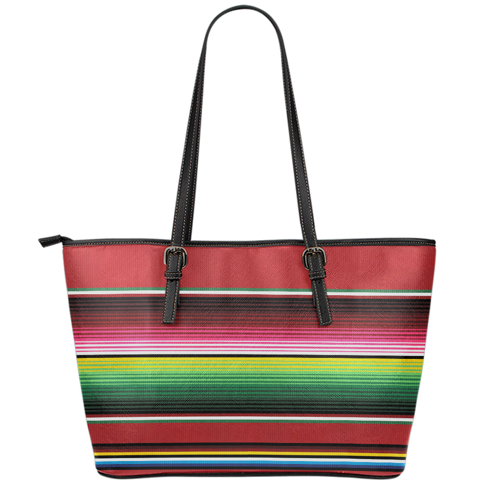 Mexican Serape Blanket Pattern Print Leather Tote Bag