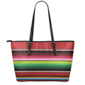 Mexican Serape Blanket Pattern Print Leather Tote Bag With Zipper