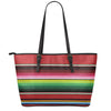 Mexican Serape Blanket Pattern Print Leather Tote Bag