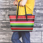 Mexican Serape Blanket Pattern Print Leather Tote Bag