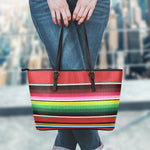 Mexican Serape Blanket Pattern Print Leather Tote Bag