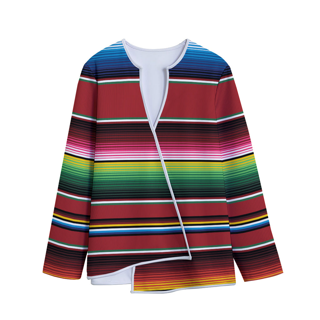 Mexican Serape Blanket Pattern Print Long Sleeve Short Coat